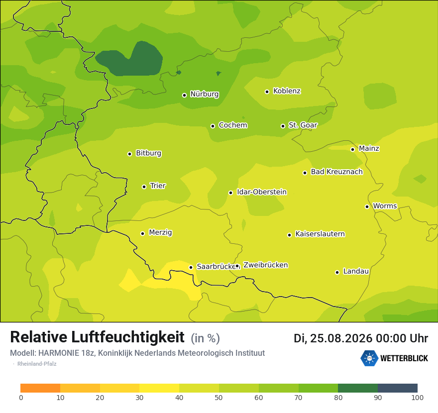 Modellkarte HARMONIE – relhum – rp
