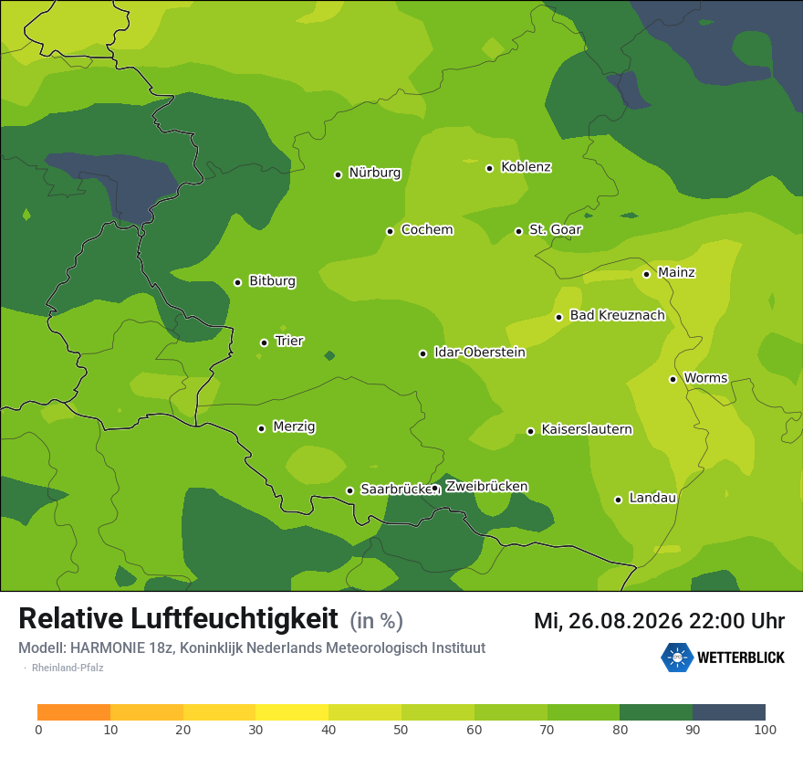 Modellkarte HARMONIE – relhum – rp