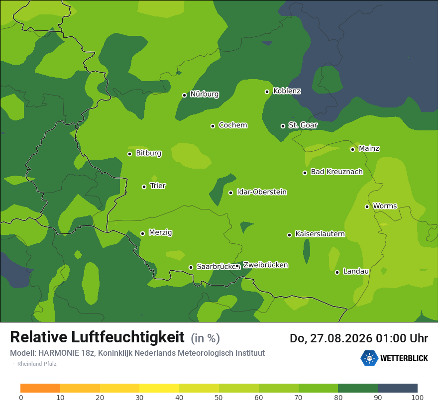 Modellkarte HARMONIE – relhum – rp
