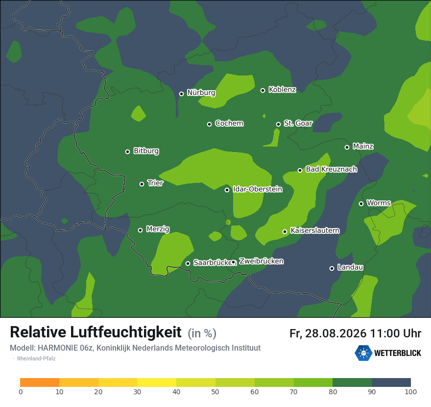 Modellkarte HARMONIE – relhum – rp