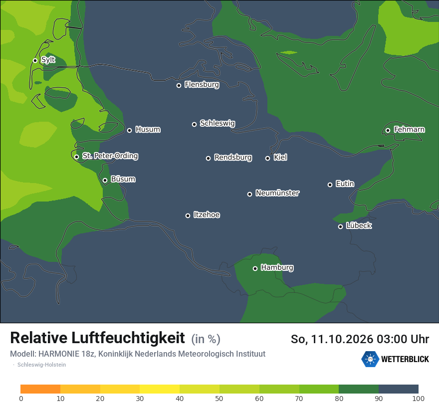 Modellkarte HARMONIE – relhum – sh