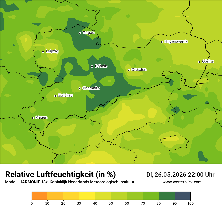 Modellkarte HARMONIE – relhum – sn