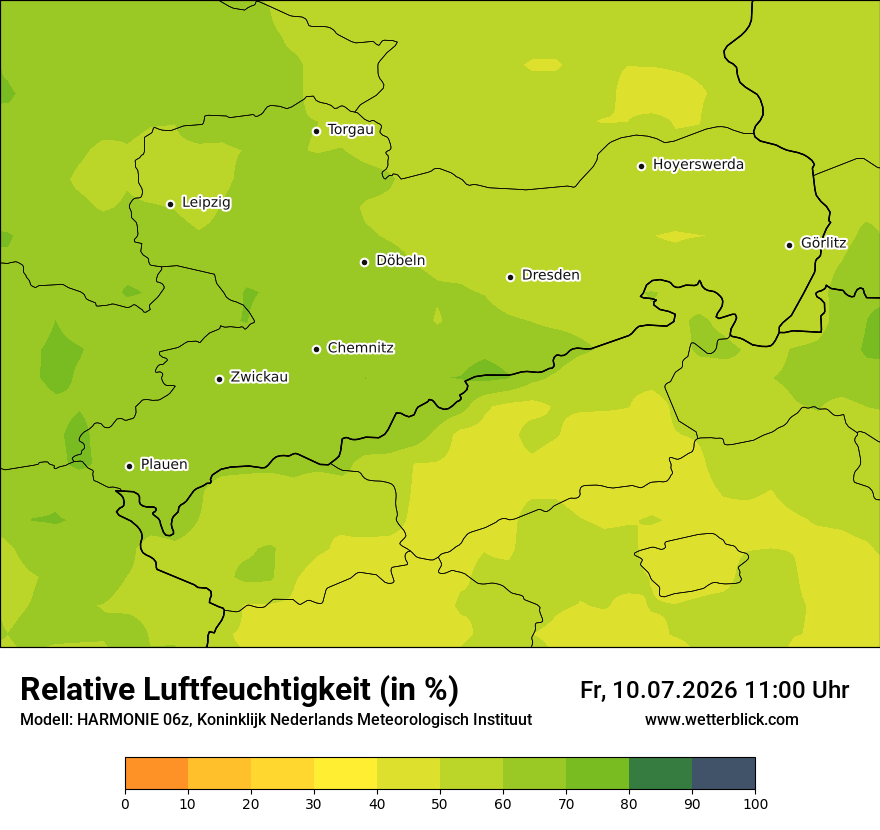Modellkarte HARMONIE – relhum – sn