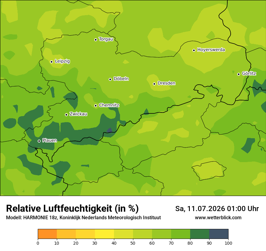 Modellkarte HARMONIE – relhum – sn