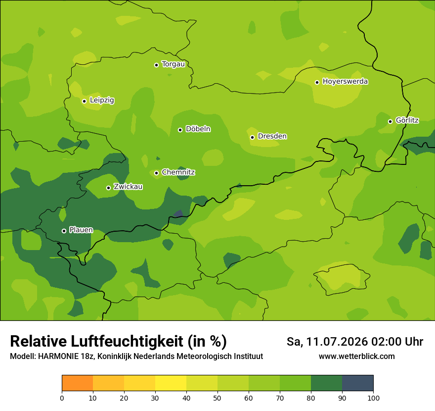 Modellkarte HARMONIE – relhum – sn