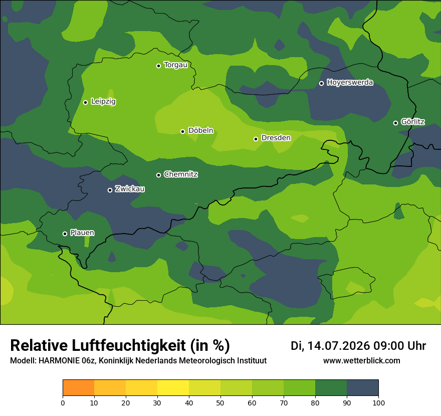 Modellkarte HARMONIE – relhum – sn