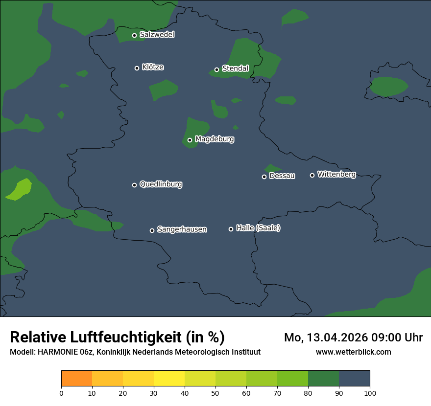 Modellkarte HARMONIE – relhum – st
