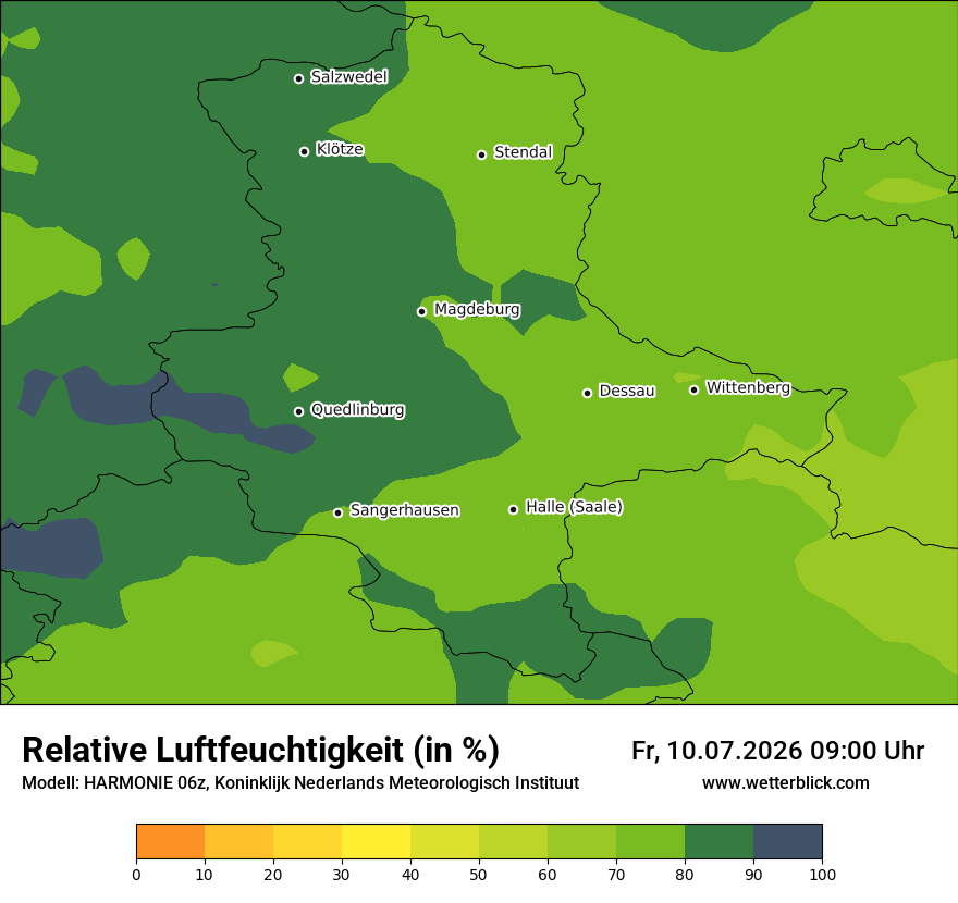 Modellkarte HARMONIE – relhum – st