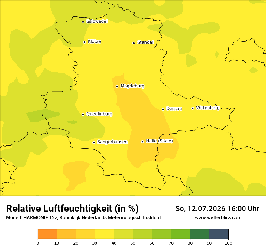 Modellkarte HARMONIE – relhum – st