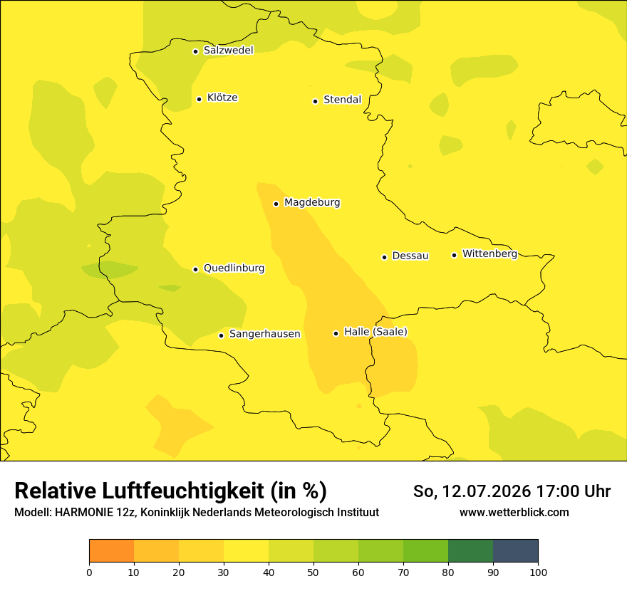 Modellkarte HARMONIE – relhum – st