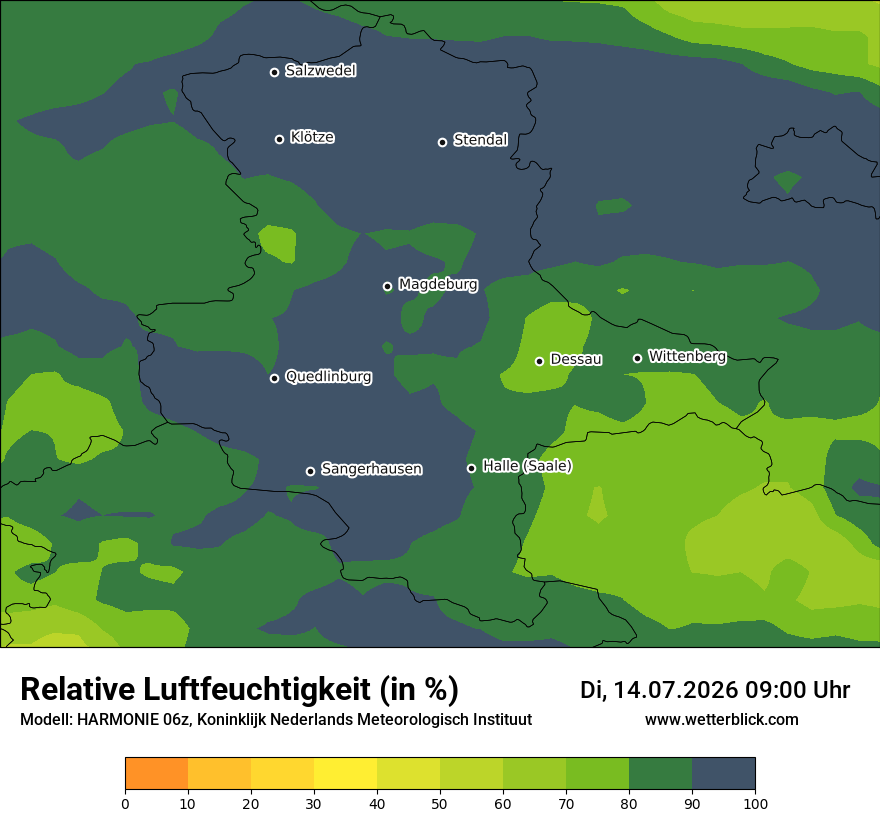 Modellkarte HARMONIE – relhum – st