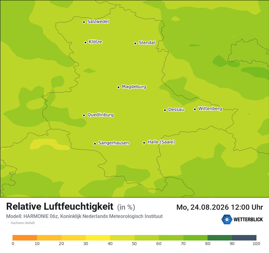 Modellkarte HARMONIE – relhum – st