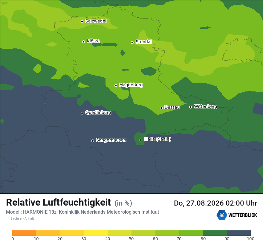 Modellkarte HARMONIE – relhum – st