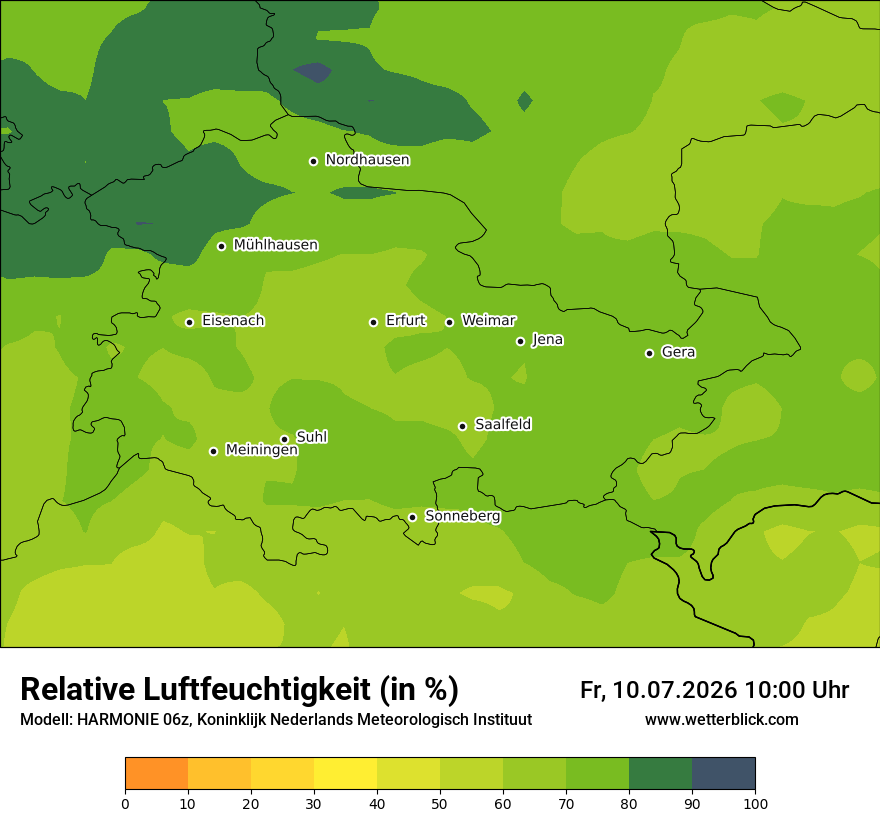 Modellkarte HARMONIE – relhum – th