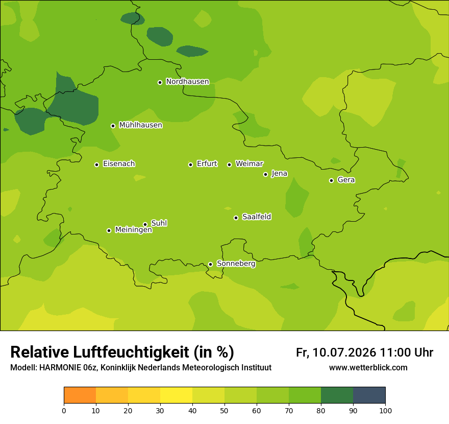 Modellkarte HARMONIE – relhum – th