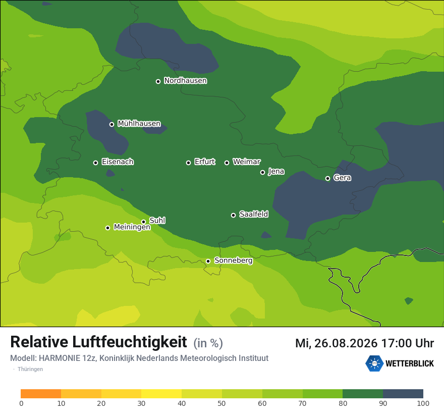 Modellkarte HARMONIE – relhum – th