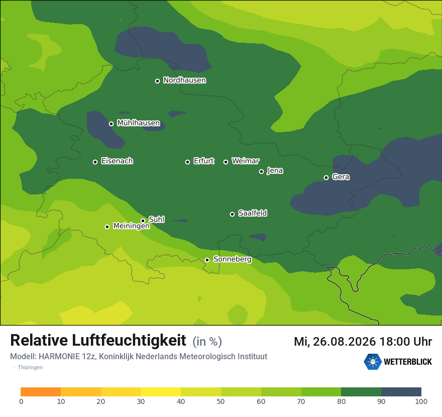 Modellkarte HARMONIE – relhum – th