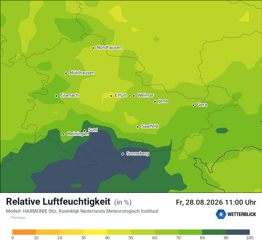 Modellkarte HARMONIE – relhum – th