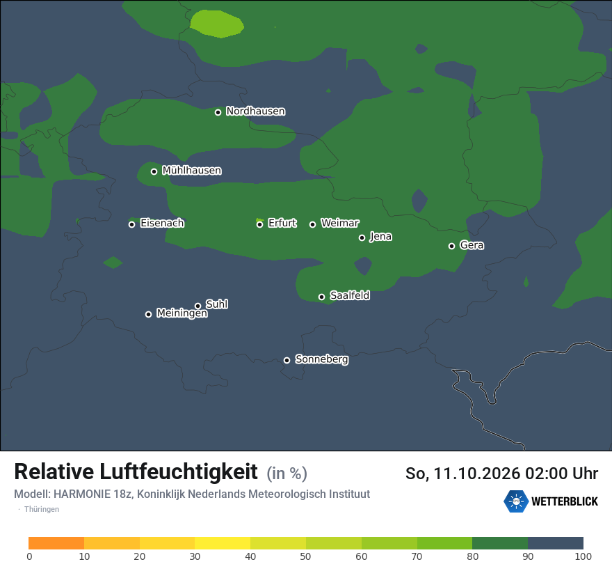 Modellkarte HARMONIE – relhum – th