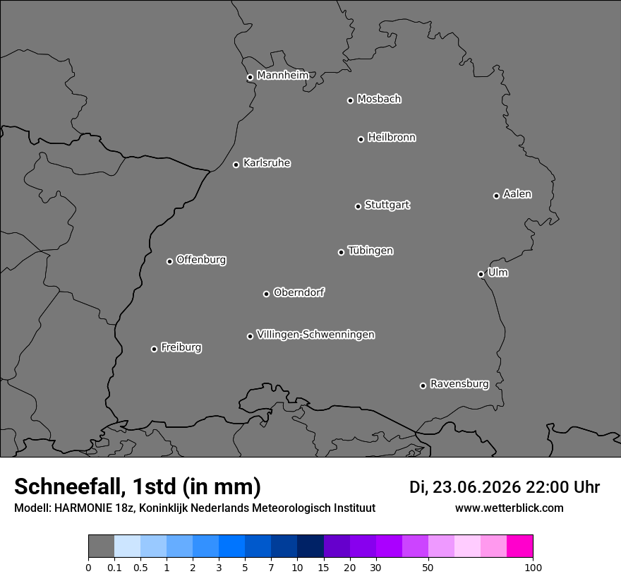 Modellkarte HARMONIE – snow_rate – bw