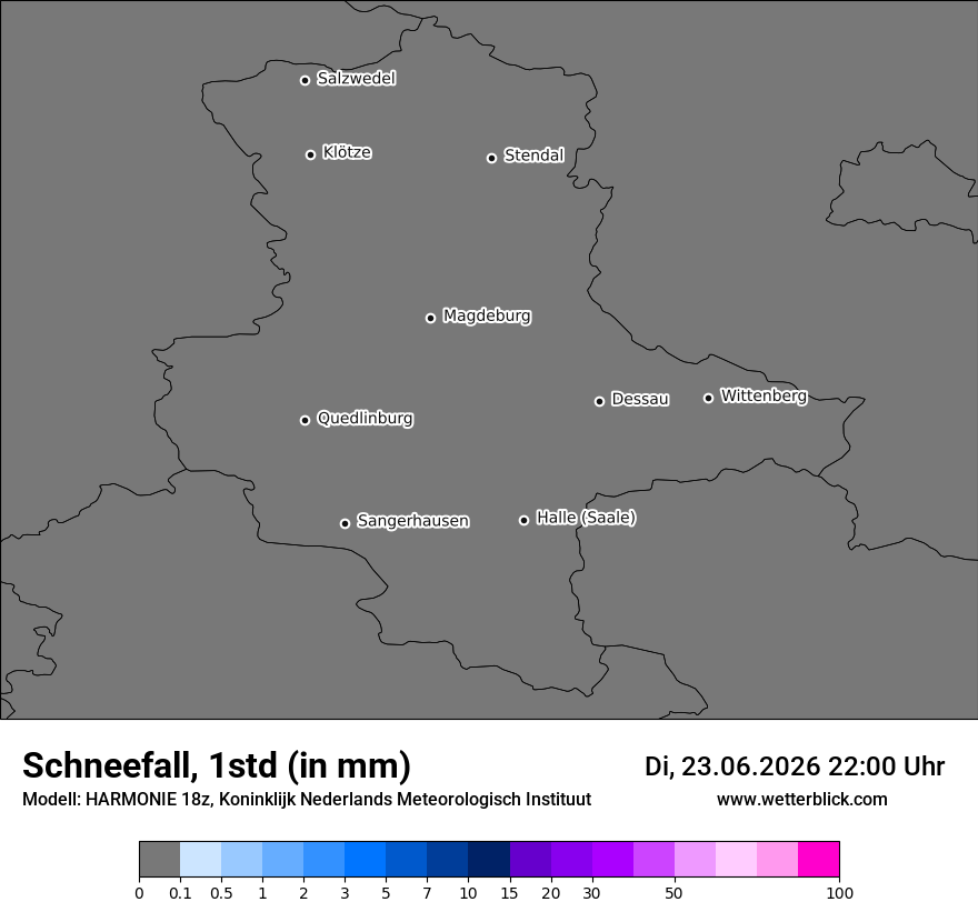 Modellkarte HARMONIE – snow_rate – st