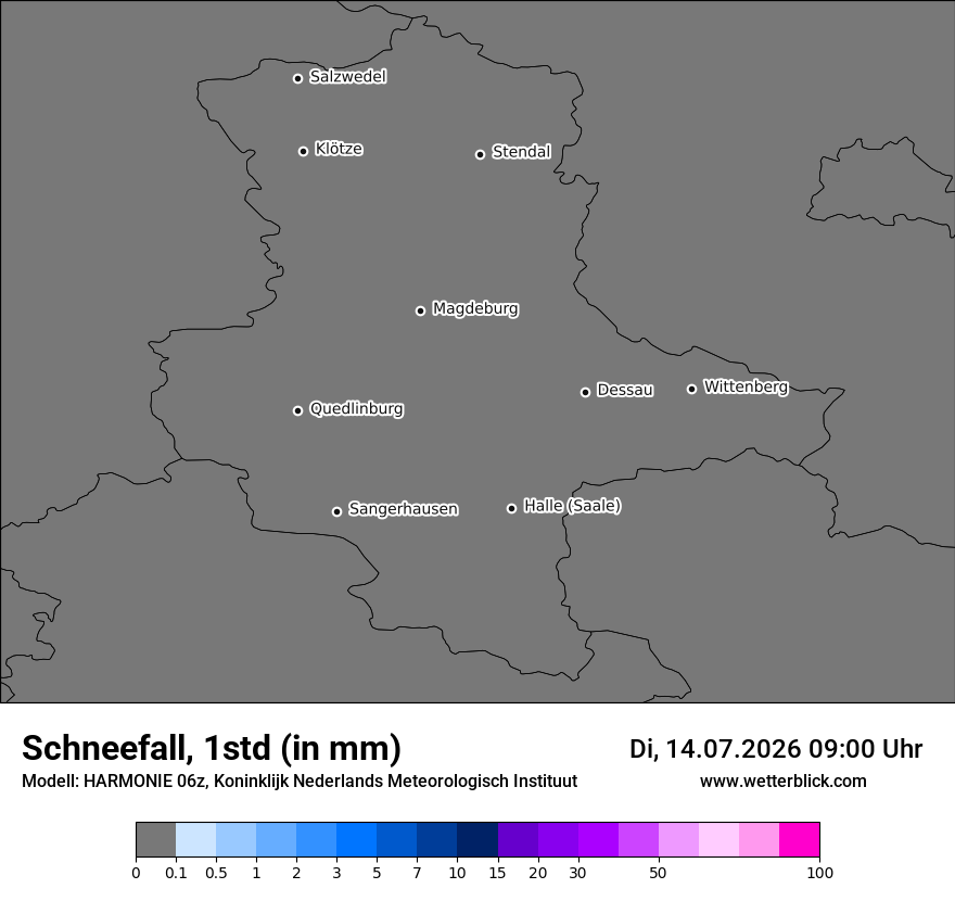 Modellkarte HARMONIE – snow_rate – st