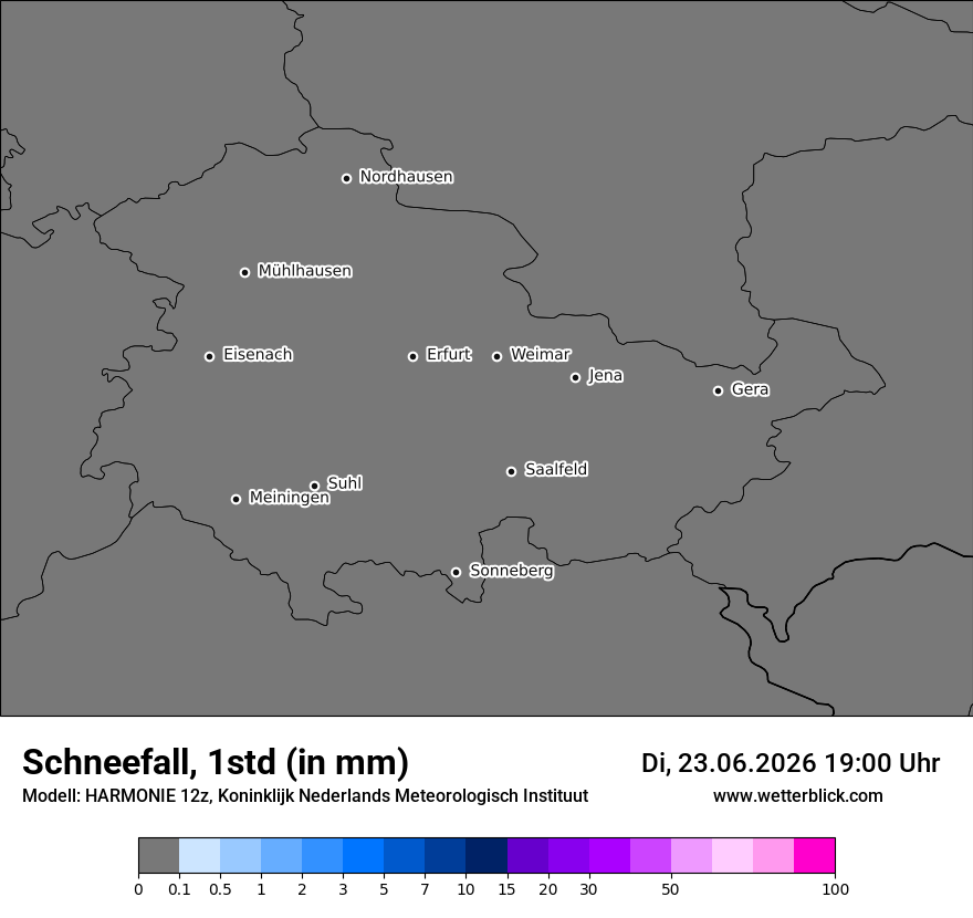 Modellkarte HARMONIE – snow_rate – th