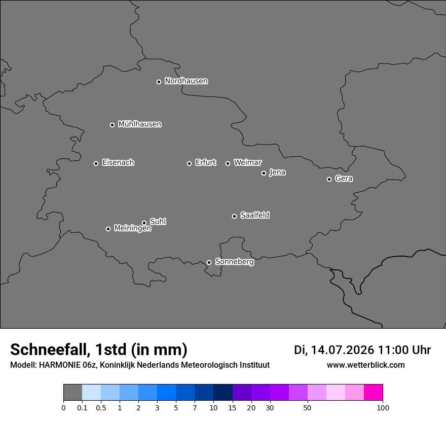 Modellkarte HARMONIE – snow_rate – th