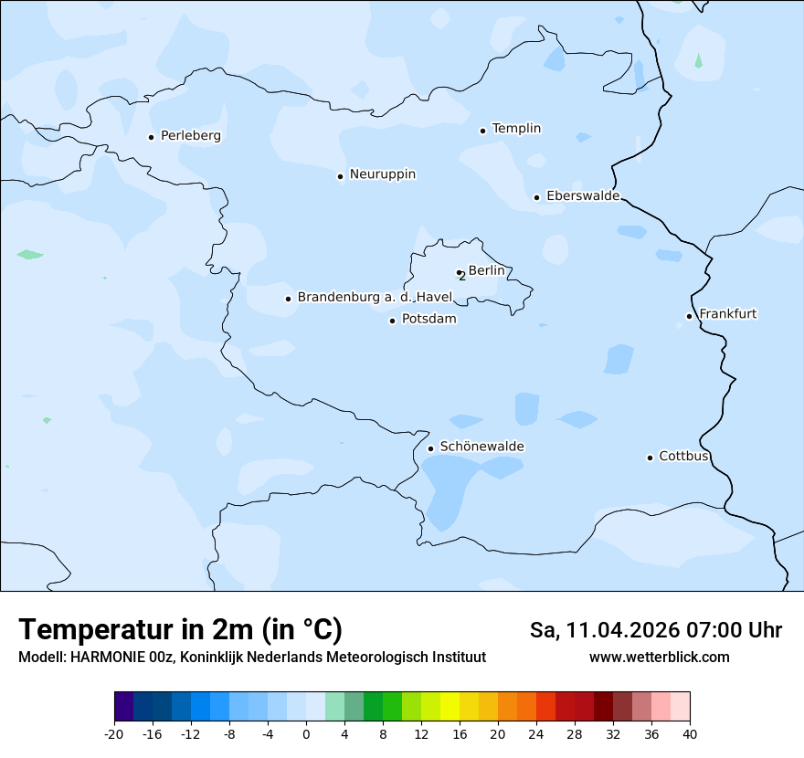 Modellkarte HARMONIE – t2m – bb