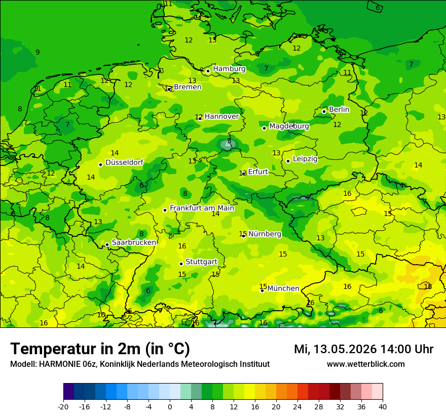 Modellkarte HARMONIE – t2m – deutschland