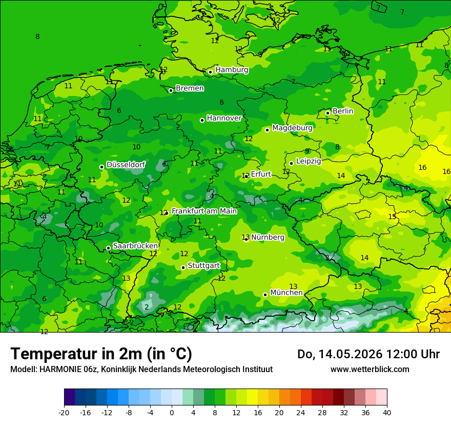 Modellkarte HARMONIE – t2m – deutschland