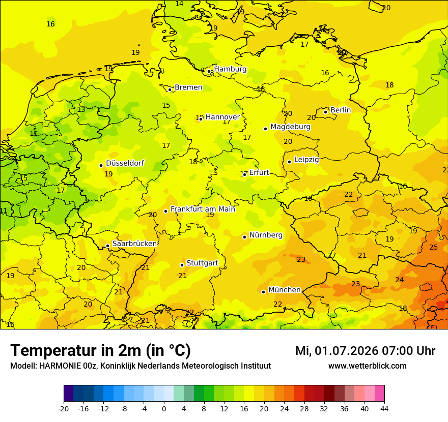 Modellkarte HARMONIE – t2m – deutschland
