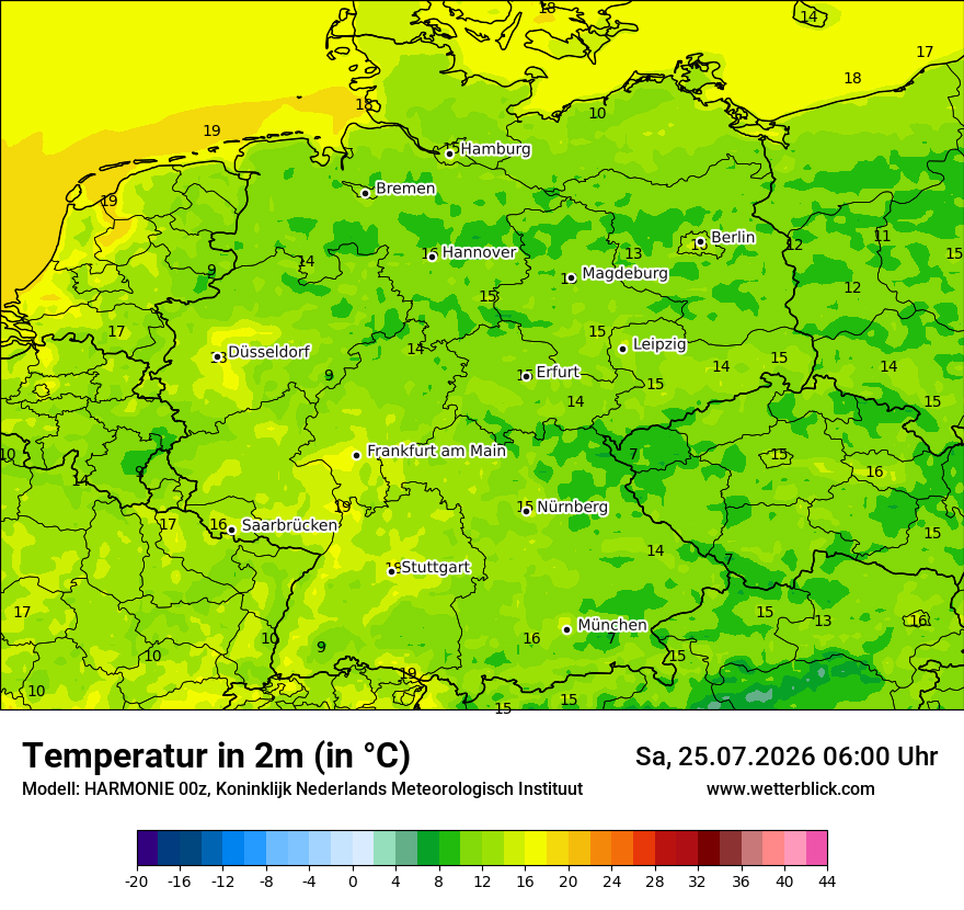 Modellkarte HARMONIE – t2m – deutschland