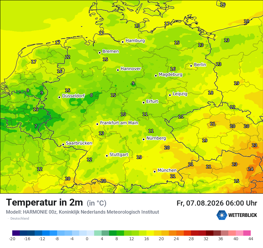 Modellkarte HARMONIE – t2m – deutschland