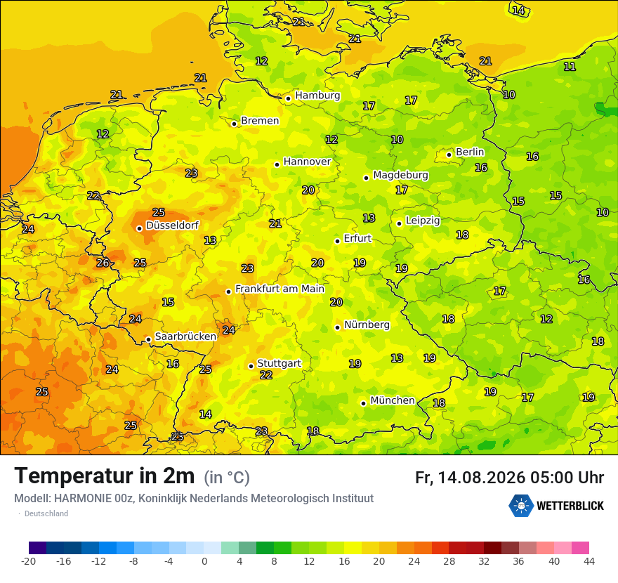 Modellkarte HARMONIE – t2m – deutschland