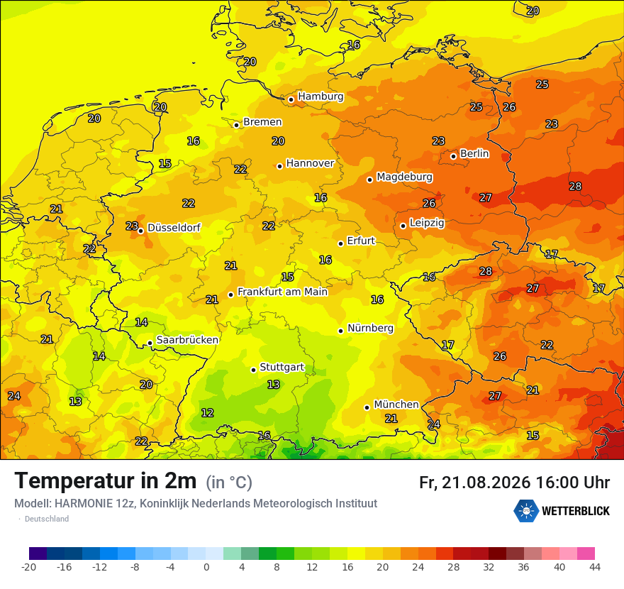 Modellkarte HARMONIE – t2m – deutschland