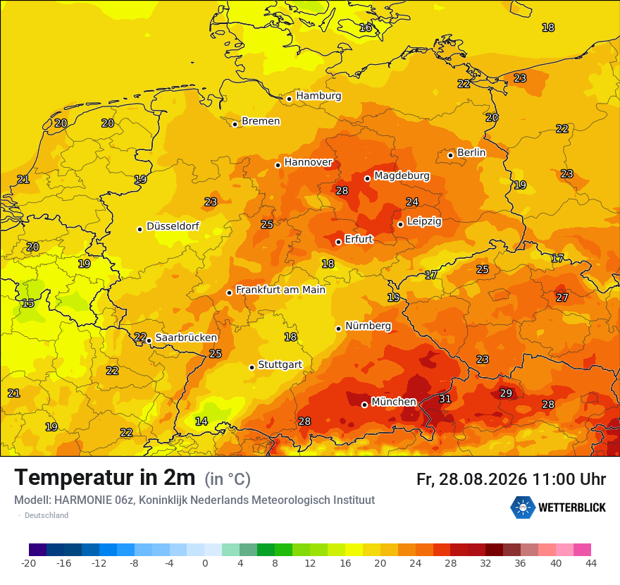 Modellkarte HARMONIE – t2m – deutschland