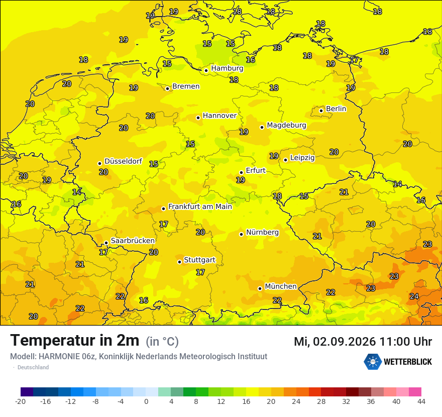 Modellkarte HARMONIE – t2m – deutschland