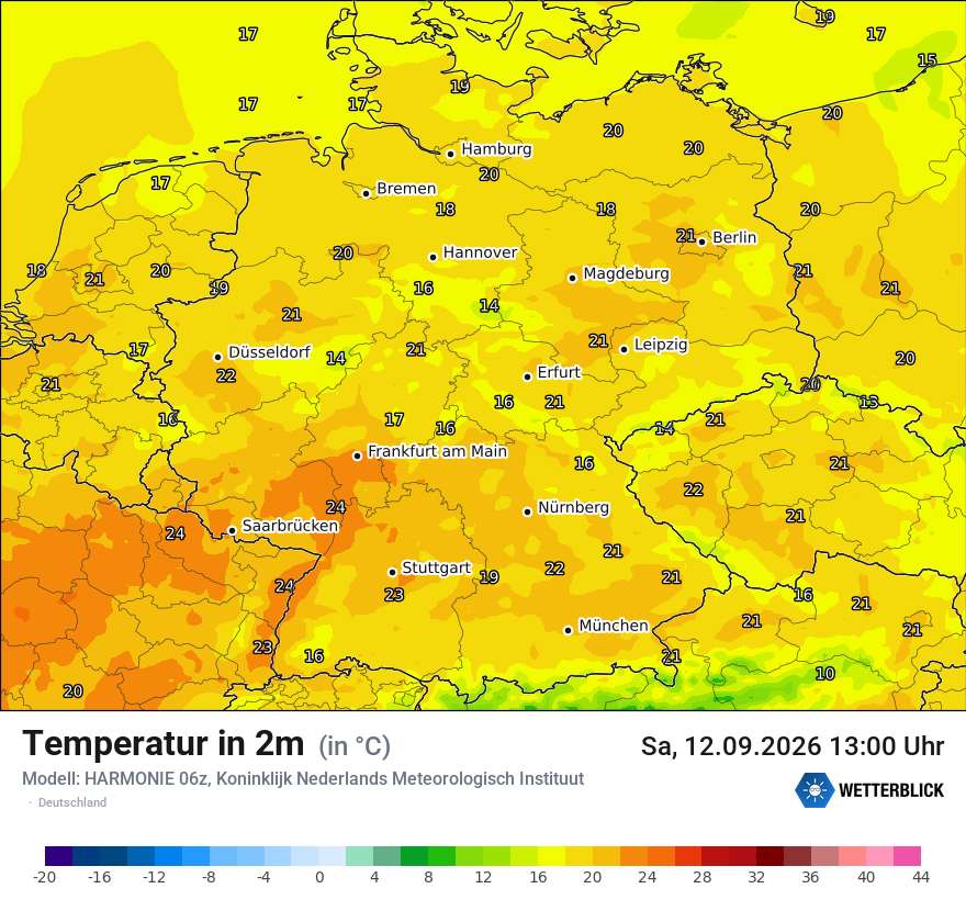 Modellkarte HARMONIE – t2m – deutschland