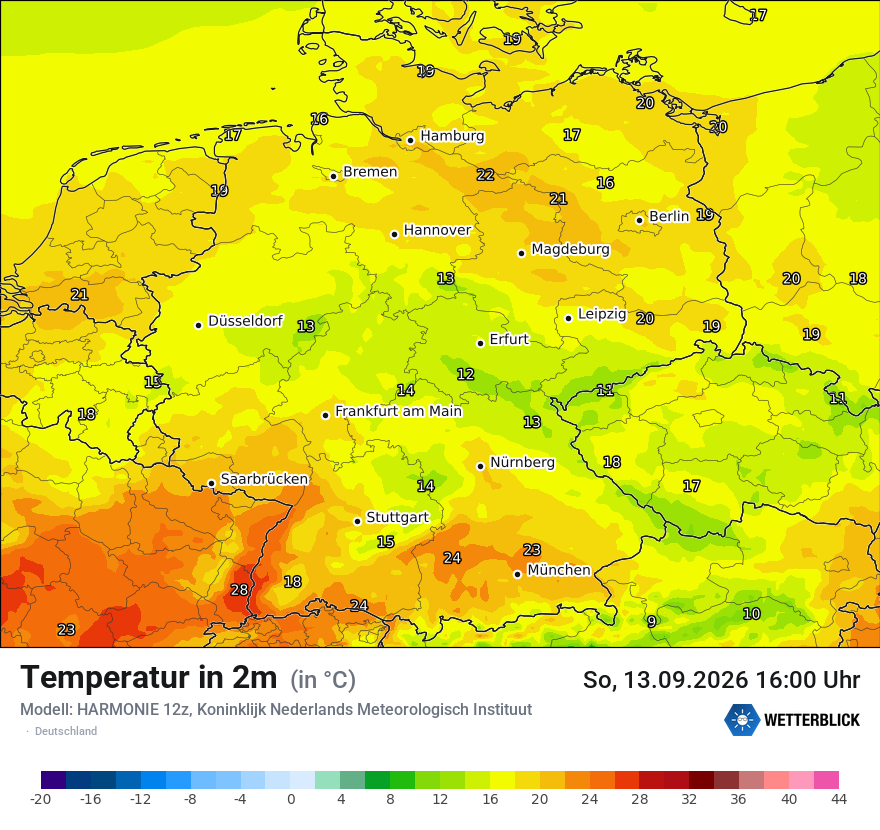 Modellkarte HARMONIE – t2m – deutschland
