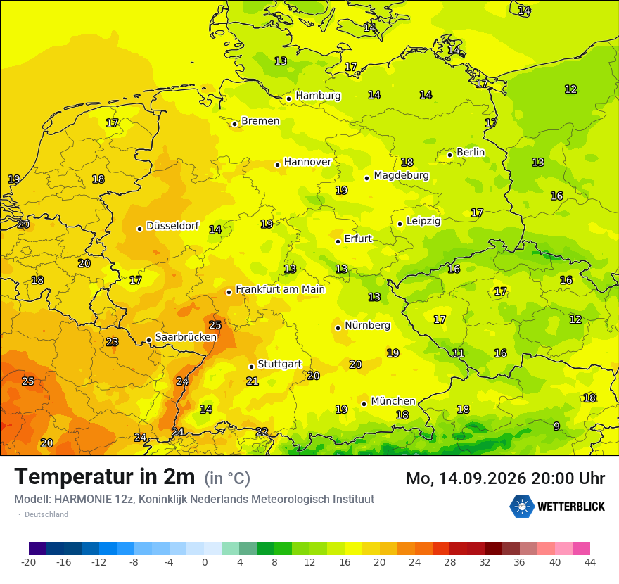 Modellkarte HARMONIE – t2m – deutschland