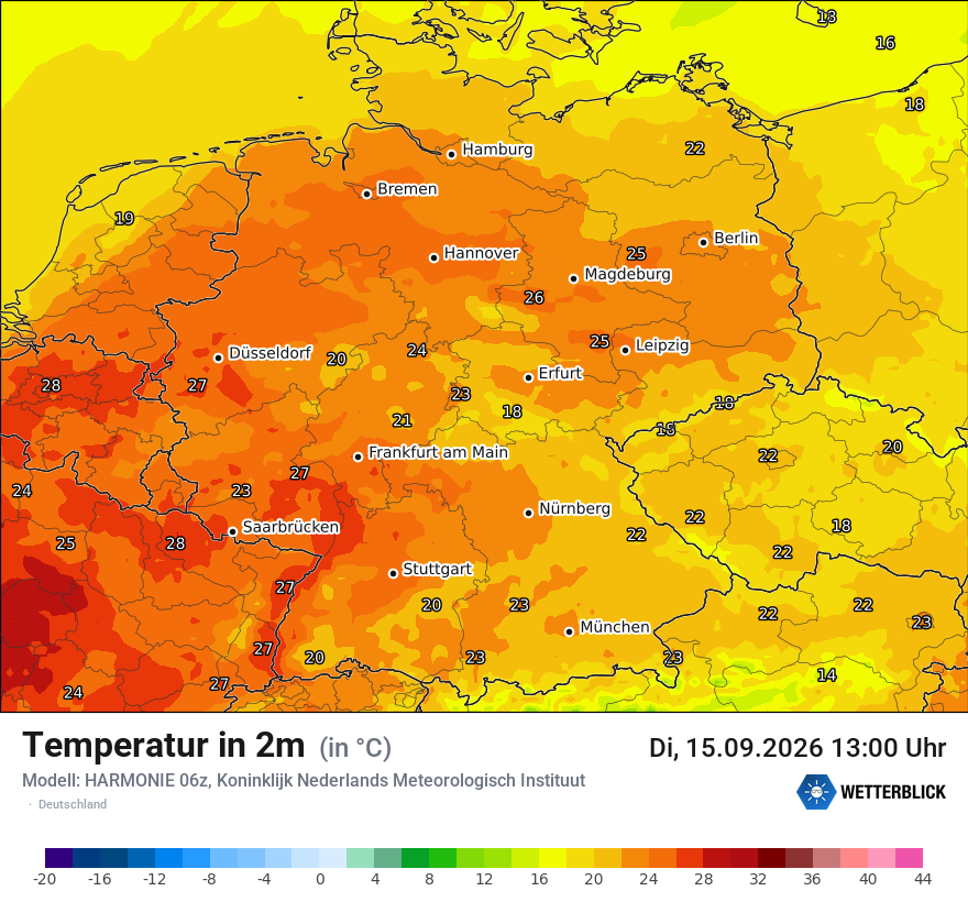 Modellkarte HARMONIE – t2m – deutschland