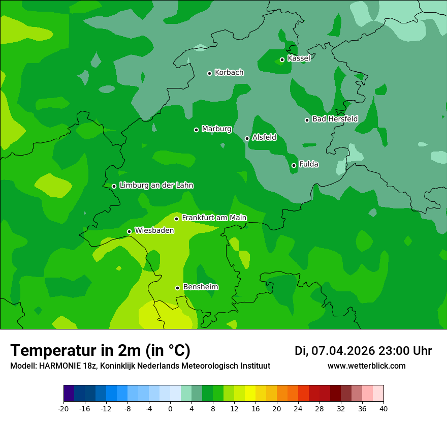 Modellkarte HARMONIE – t2m – he