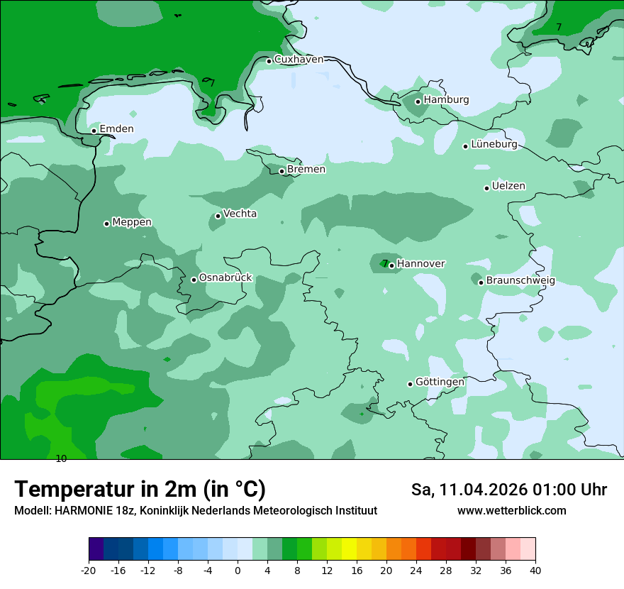 Modellkarte HARMONIE – t2m – ni