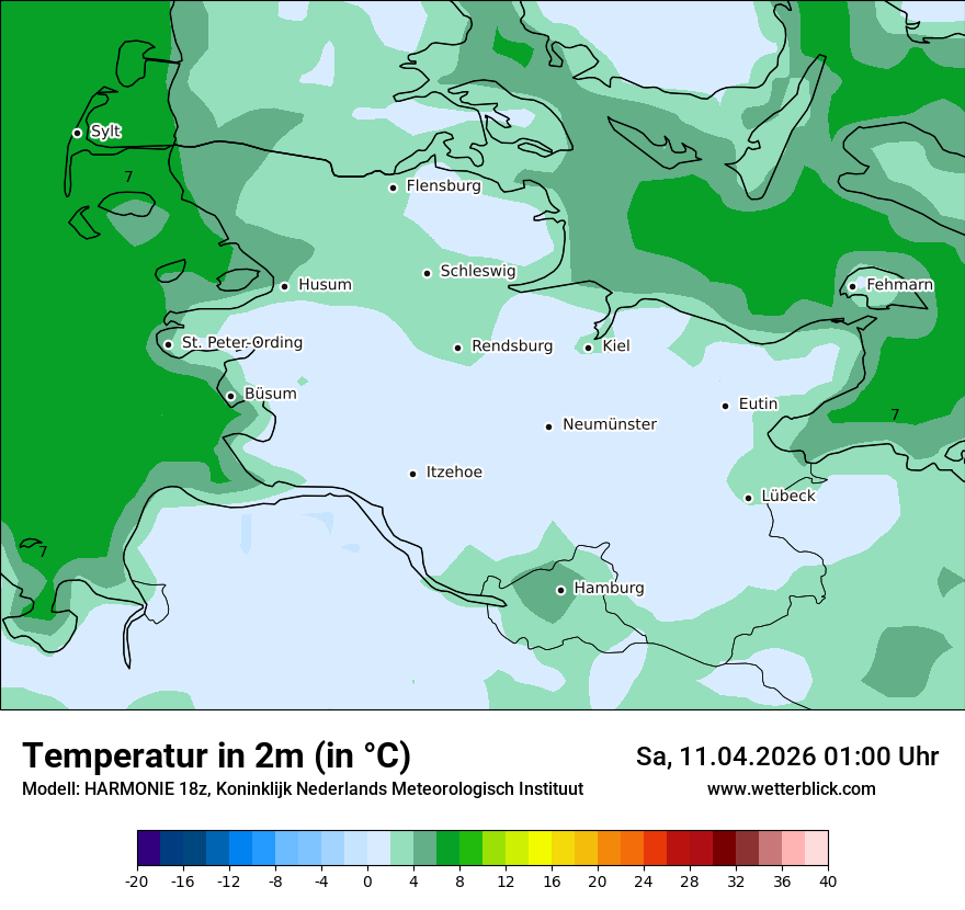 Modellkarte HARMONIE – t2m – sh