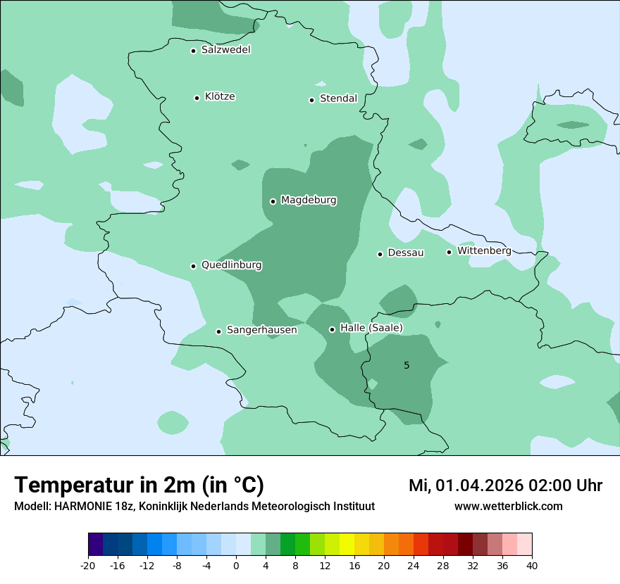 Modellkarte HARMONIE – t2m – st