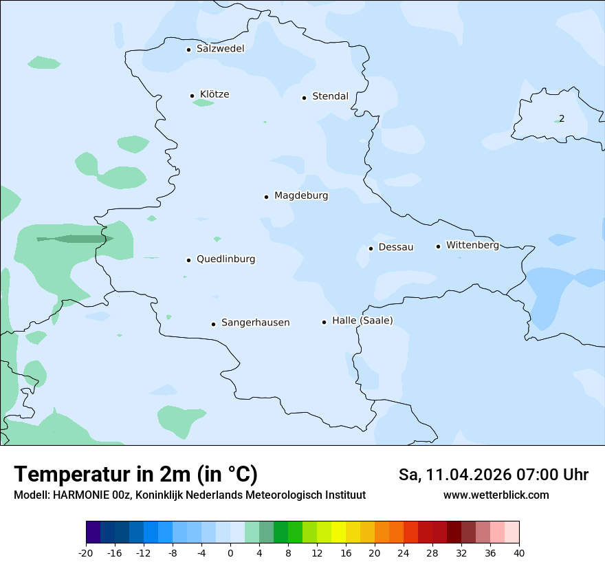 Modellkarte HARMONIE – t2m – st