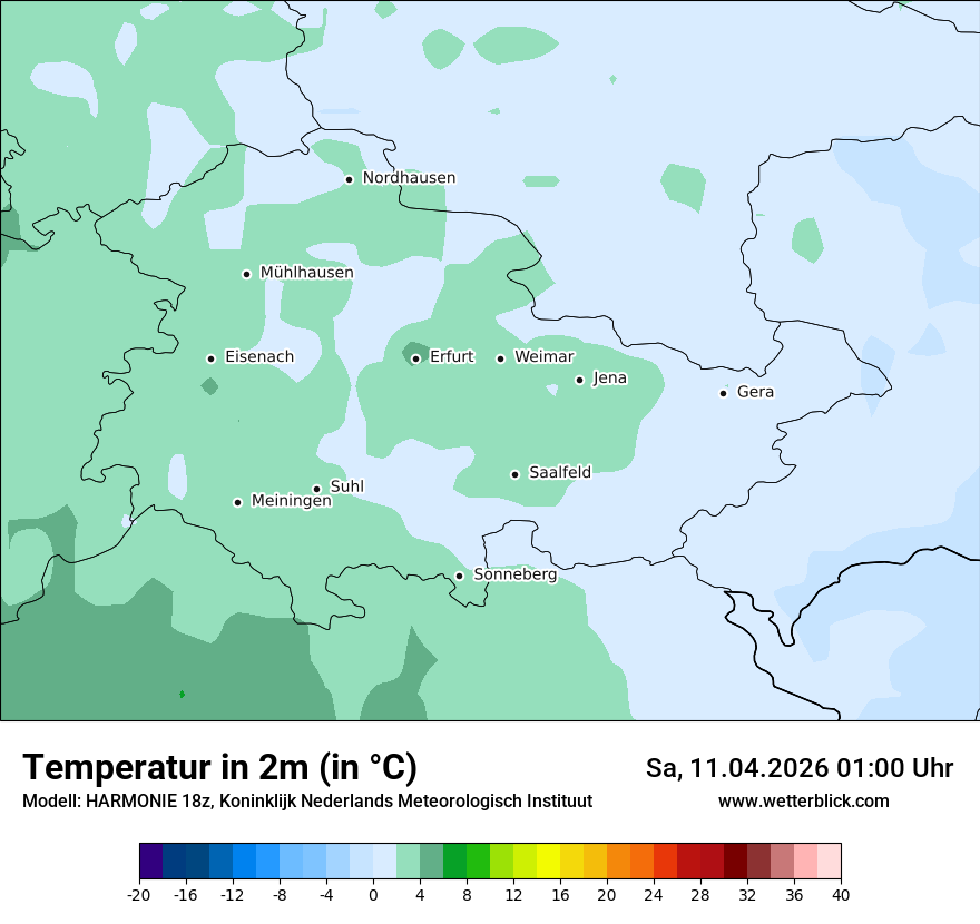Modellkarte HARMONIE – t2m – th