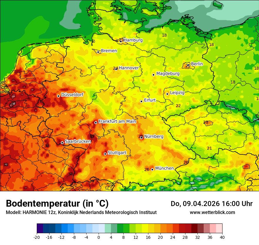 Modellkarte HARMONIE – t_g – deutschland