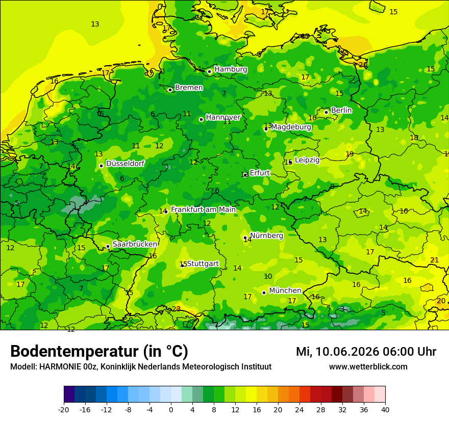 Modellkarte HARMONIE – t_g – deutschland